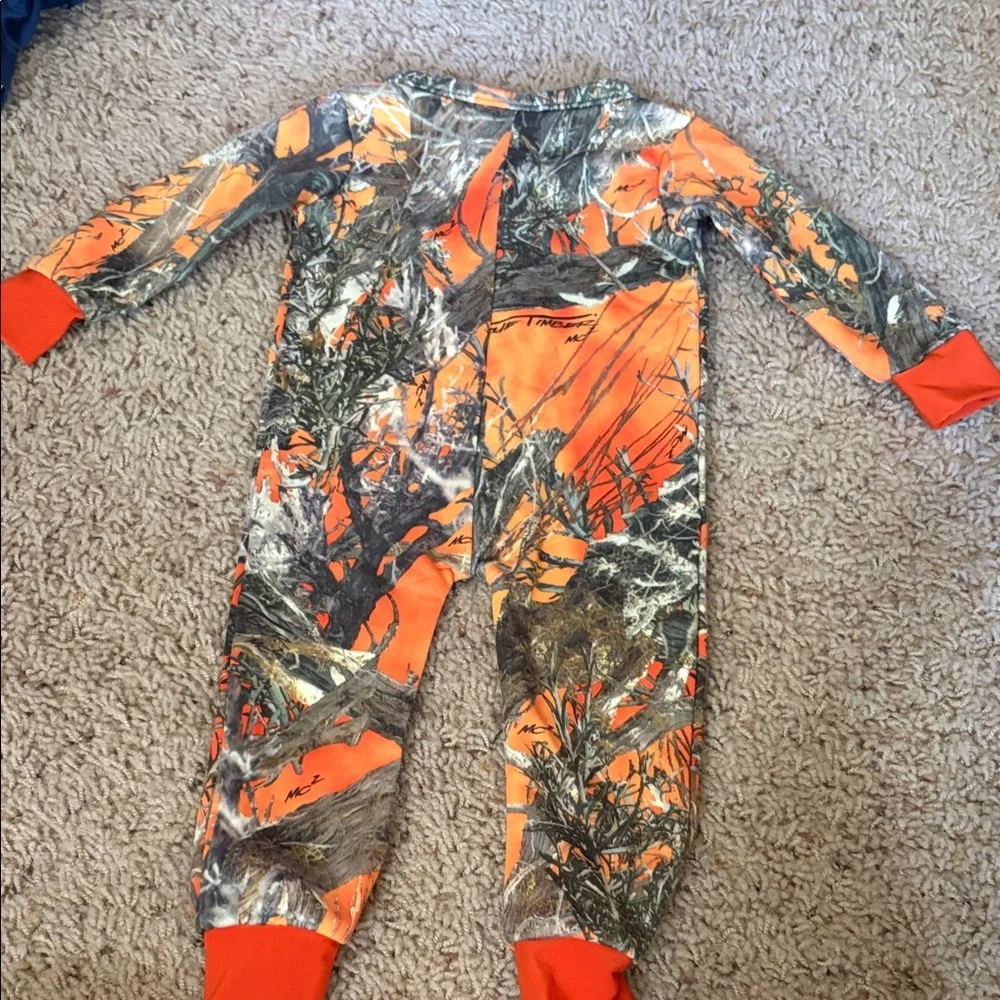 Kids Camouflage Pajama One Piece by Take A Tote - Orange and Gray size 3-6 month